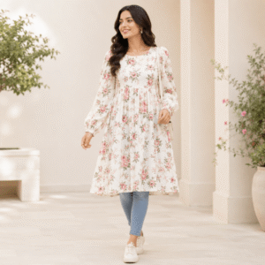 floral print puff sleeve casual top