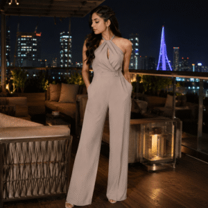 moonlight luxe halter night out jumpsuit
