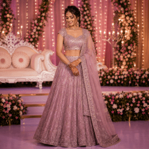 radiant mauve sequin sangeet saree