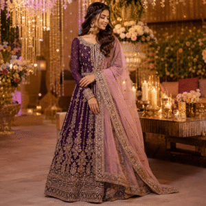 royal amethyst zari luxe anarkali set