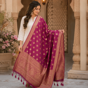royal magenta banarasi zari dupatta